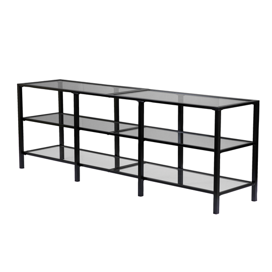 Southern Enterprises Tespin Matte Black Transitional Metal and Glass Media Cabinet