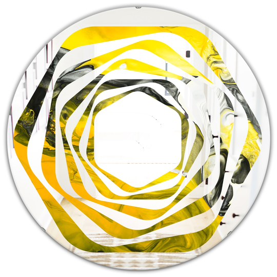 Designart Canada 24-in L x 24-in W Round Yellow Marble Modern Polished Wall Mirror