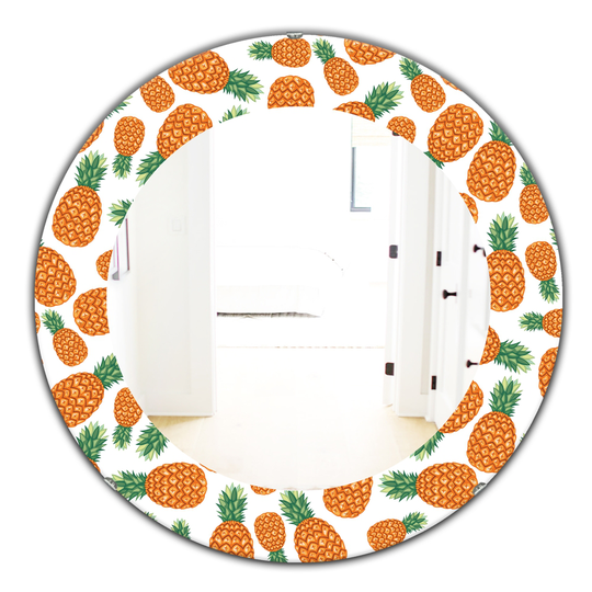 Designart 24-in x 24-in Orange Tropical Mood Pineapple Bohemian and Eclectic Mirror