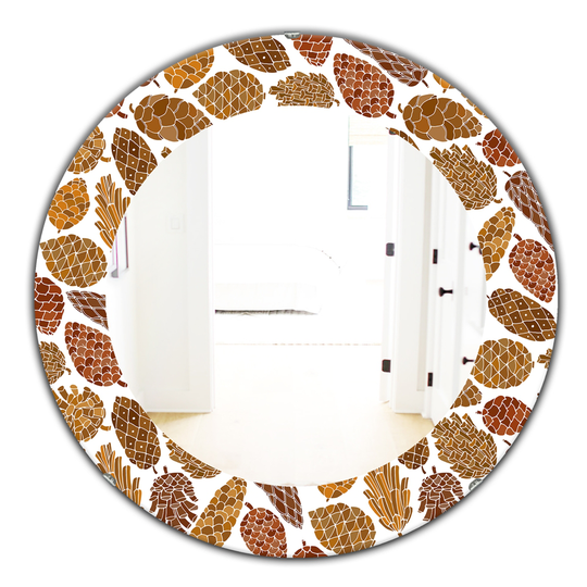 Designart 24-in x 24-in Brown Pine Cones Pattern Bohemian and Eclectic Mirror
