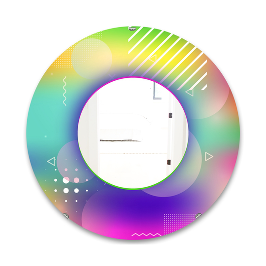 Designart Spacy Dimensions 1 Round 24-in L x 24-in W Polished Mid-Century Purple Wall Mounted Mirror