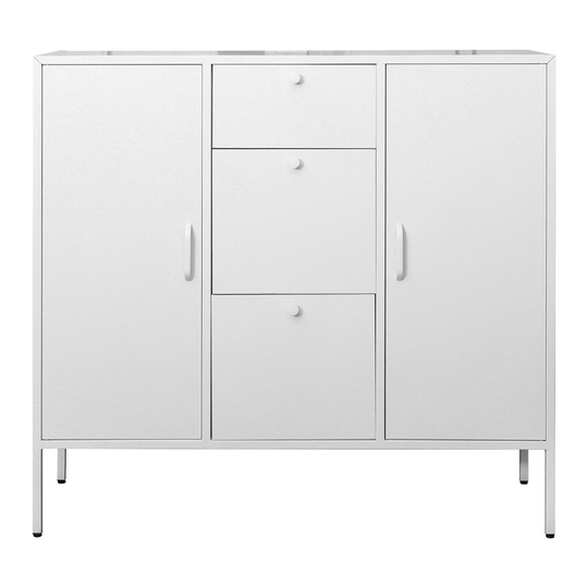 Homycasa Stanic White Metal 3-Drawer Sideboard