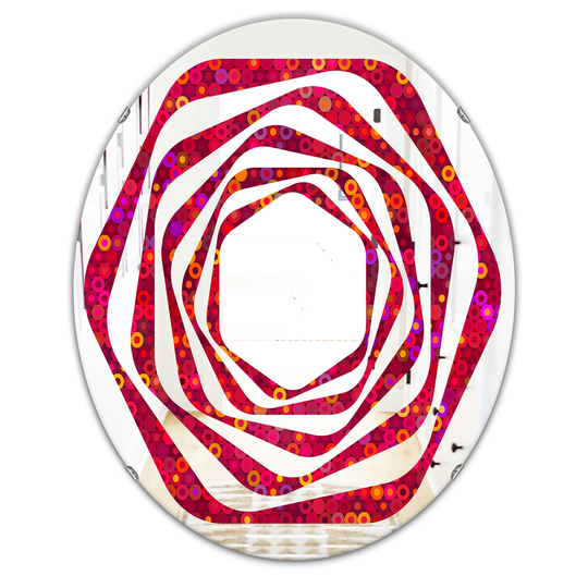 Designart 31.5-in x 23.7-in Circular Retro Design III Modern Oval Mirror in Red