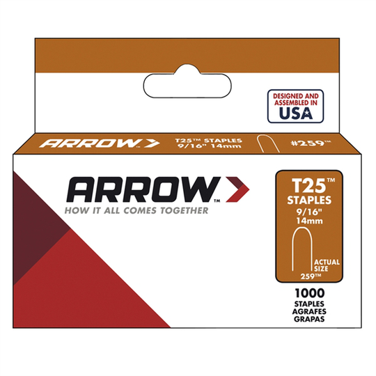 Arrow T25 9/16-in Round-Crown Staples (1,000-Count)