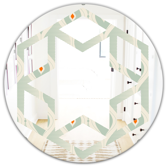Designart 24-in Green Round Retro Abstract Drops VII Polished Wall Mirror