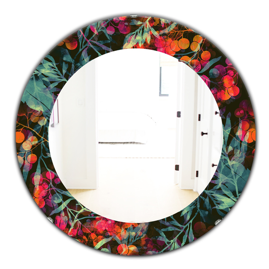 Designart Canada 24-in L x 24-in W Round Obsidian Bloom Polished Wall Mirror