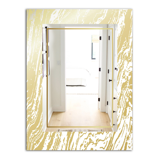 Designart Capital Gold Essential 9 Rectangular 35.4-in L x 23.6-in W Polished Glam Wall Mounted Mirror