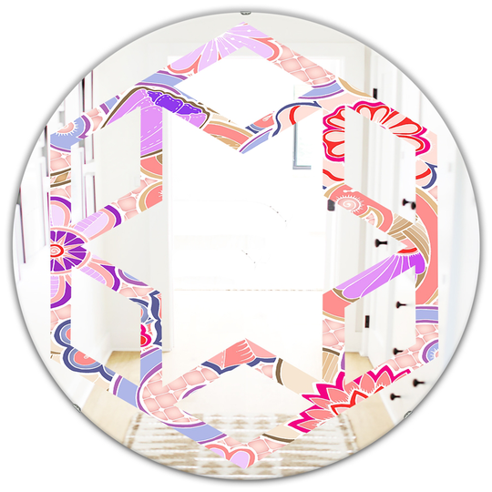 Designart 24-in Floral Botanical Retro XIII Modern Round Mirror in Multi-Colour