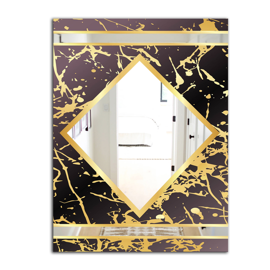 Designart Capital Gold Sleek 15 Rectangular 35.4-in L x 23.6-in W Polished Glam Wall Mounted Mirror