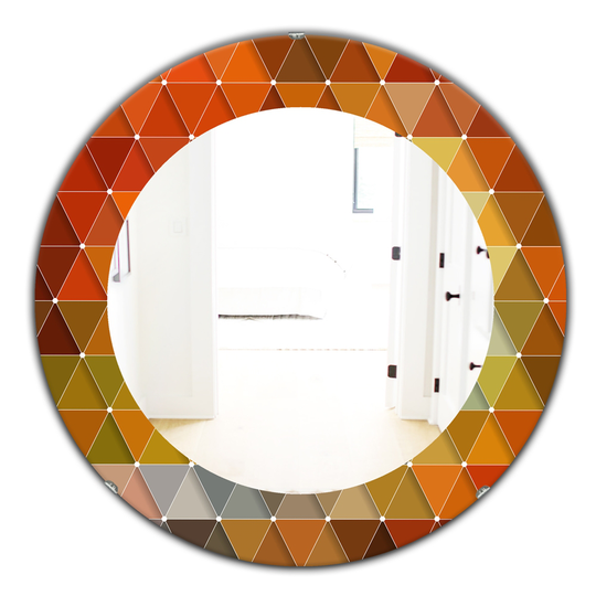 Designart Red Triangular Colourfields Modern Mirror - 24-in x 24-in