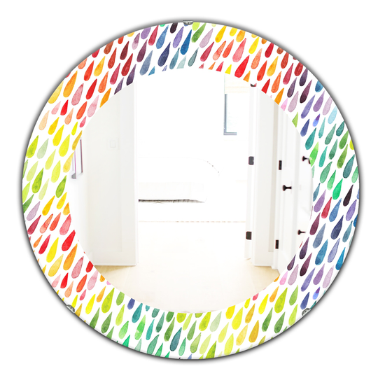 Designart 24-in x 24-in Yellow/Gold Collection of Paint Splash Watercolour Drops Modern Mirror