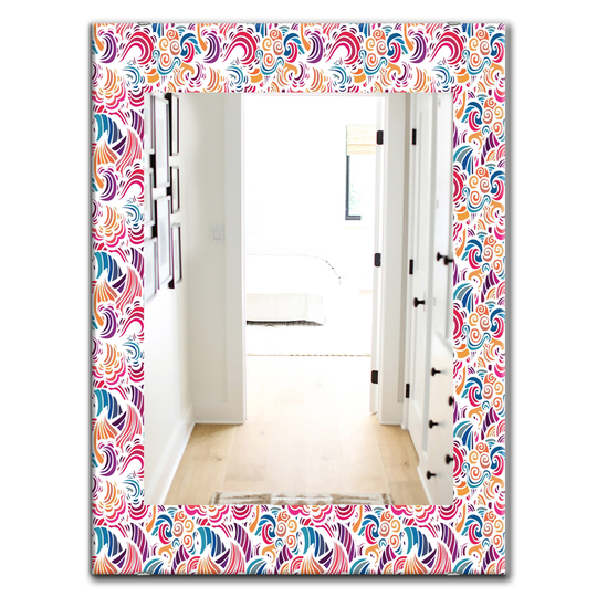 Designart 35.4-in x 23.6-in Red Mosaic Pattern Modern Mirror