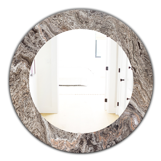 Designart Canada 24-in L x 24-in W Round Onyx Travertine Tile Polished Wall Mirror