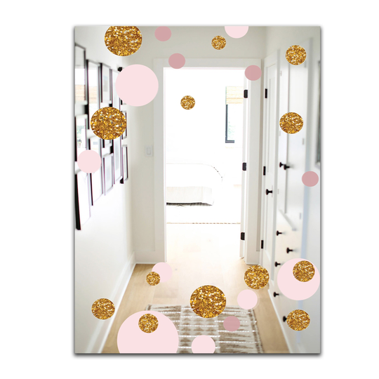Designart Circular Rhythm 4 Rectangular 35.4-in L x 23.6-in W Polished Glam Gold Wall Mounted Mirror