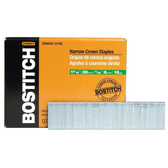 Bostitch 18-Gauge 1-3/16" Crown Finish Staple