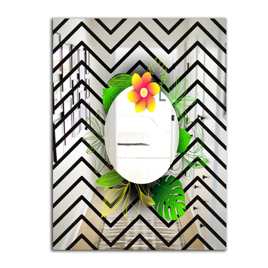 Designart Elementary Botanicals 9 Rectangular 35.4-in L x 23.6-in W Polished Country Black Wall Mounted Mirror