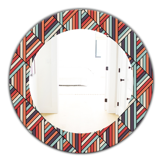 Designart 24-in x 24-in Red Geometric Pattern in Op Art Design Modern Mirror