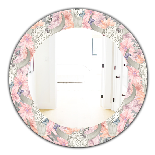 Designart Pink 24-in x 24-in Blossom Bohemian and Eclectic Mirror