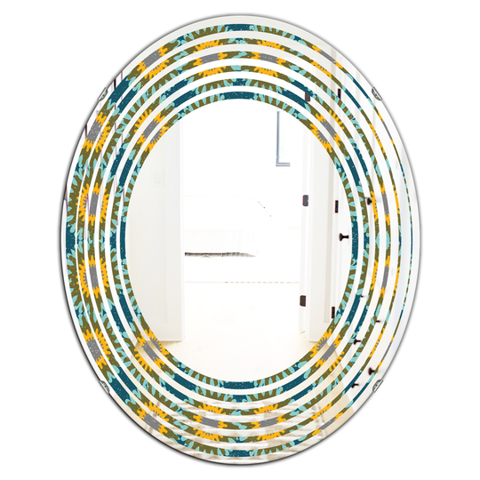 Designart 23.7-in W x 31.5-in L Oval Yellow Retro Circular Pattern I Polished Wall Mirror