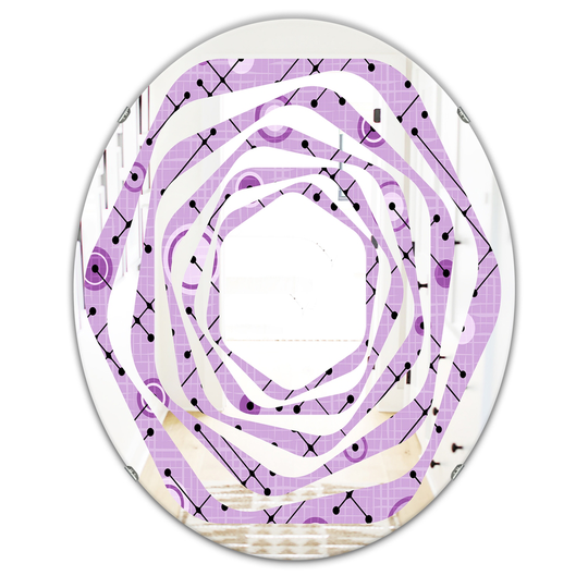 Designart 31.5-in L x 23.7-in W Oval Purple 1950 Retro Pattern III Polished Wall Mirror