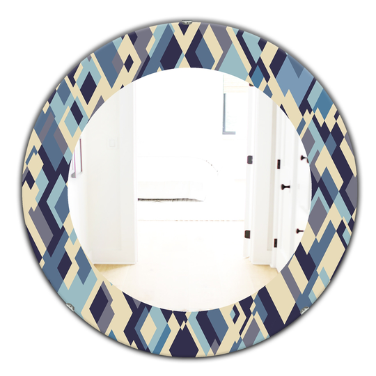 Designart Canada 24-in L x 24-in W Round Ivory and Cream Triangles Polished Wall Mirror