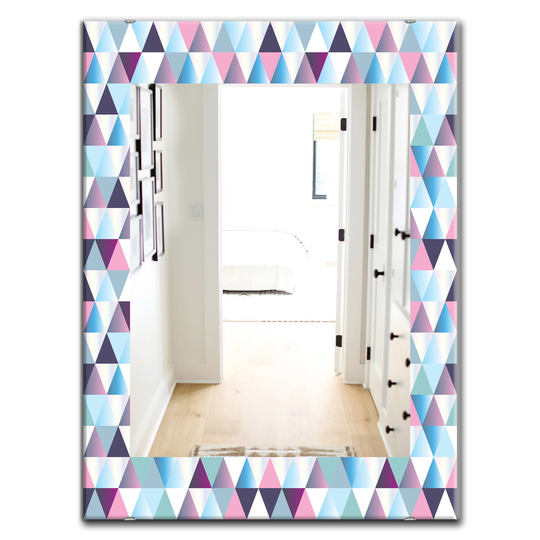 Designart Blue 35.4-in x 23.6-in Triangular Colourfields Modern Mirror
