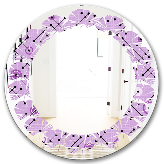 Designart 24-in Round Purple 1950 Retro Pattern III Modern Polished Wall Mirror