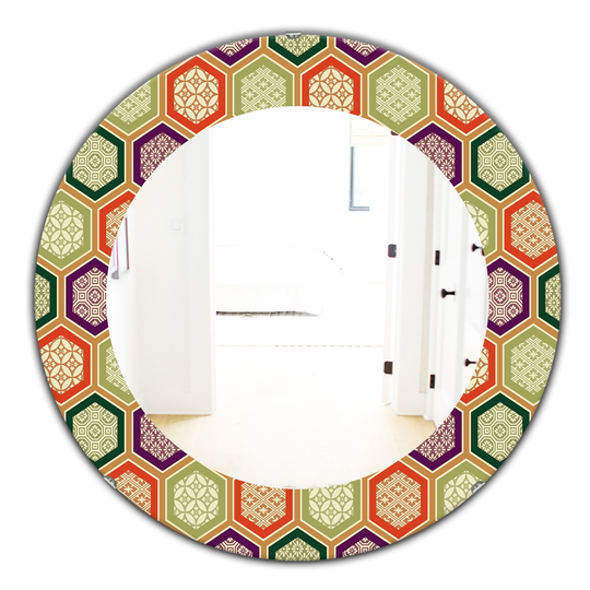 Designart 24-in x 24-in Red Honeycomb Modern Mirror