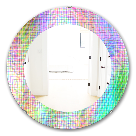 Designart Canada 24-in L x 24-in W Round Pastel Pink Polished Wall Mirror