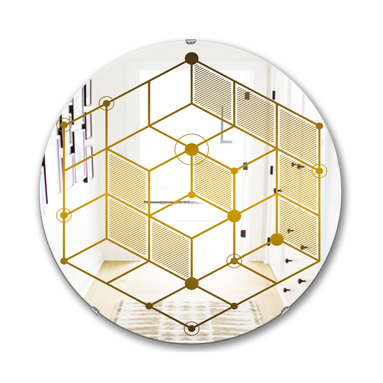 Designart Capital Gold Round 24-in L x 24-in W Polished Glam Wall Mounted Mirror