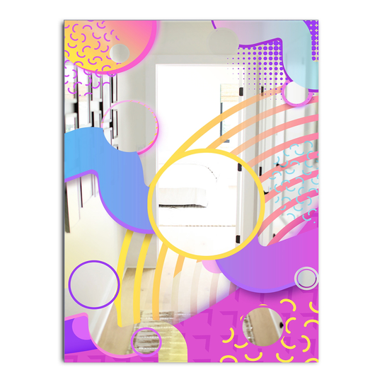 Designart Spacy Dimensions 9 Rectangular 35.4-in L x 23.6-in W Polished Mid-Century Pink Wall Mounted Mirror