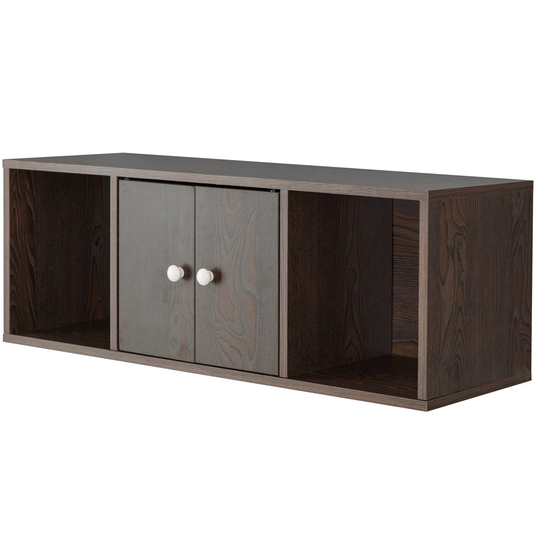 Basicwise 35.5-in x 12.75-in Brown Wood Wall Mounted Desk Hutch