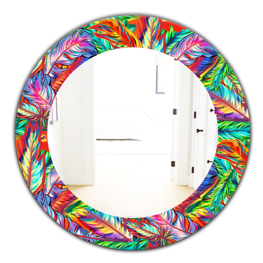 Designart 24-in x 24-in Red Tropical Mood Bright Modern Mirror
