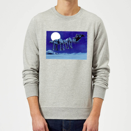 Star Wars Darth Vader AT-AT Christmas Sleigh Grey Christmas Jumper - S