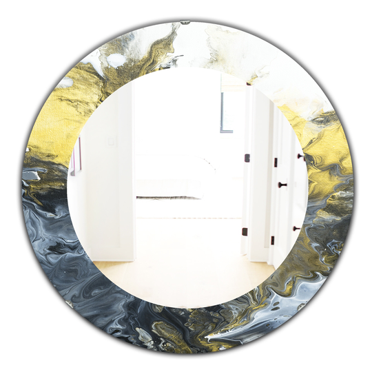 Designart Canada 24-in L x 24-in W Round Yellow Marble Polished Wall Mirror