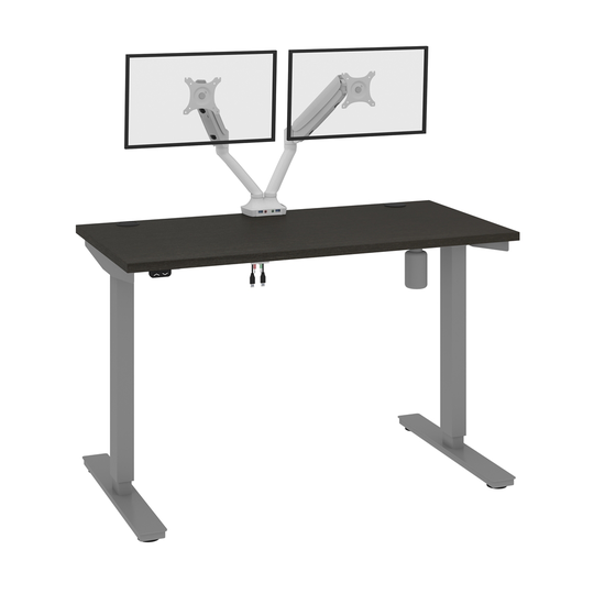 Bestar Upstand 48-in Standing Desk with Dual monitor arm - Deep Grey