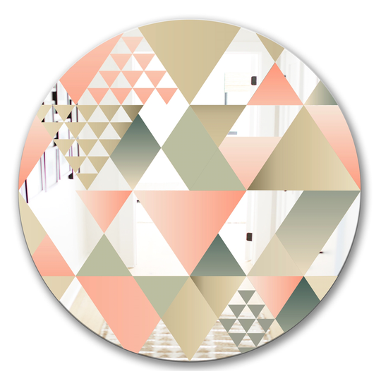 Designart Tropical Mood Pink 1 Round 24-in L x 24-in W Polished Mid-Century Wall Mounted Mirror