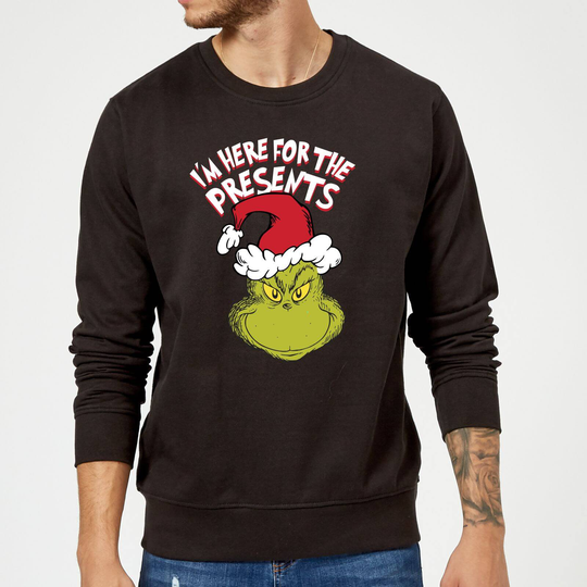 The Grinch Im Here for The Presents Christmas Jumper - Black - S