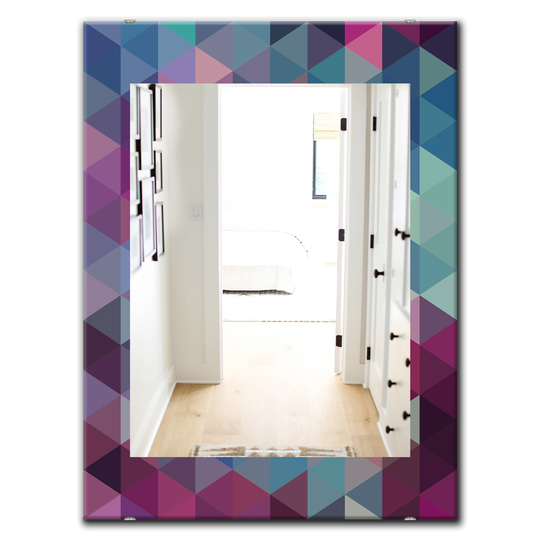 Designart 35.4-in x 23.6-in Triangular Colourfields Modern Mirror in Blue