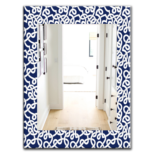 Designart 35.4-in x 23.6-in Blue Scandinavian Mirror