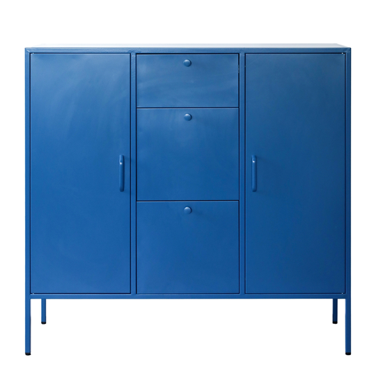 Homycasa Stanic Blue Metal 3-Drawer Sideboard
