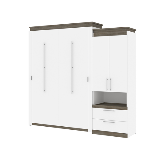 Bestar Orion Queen Murphy Bed with Integrated Storage (Walnut Grey & White)
