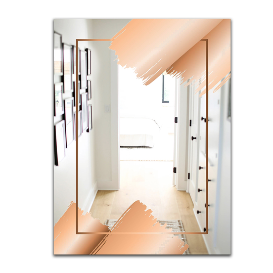 Designart Copper Minimal 3 Rectangular 35.4-in L x 23.6-in W Polished Glam Gold Wall Mounted Mirror