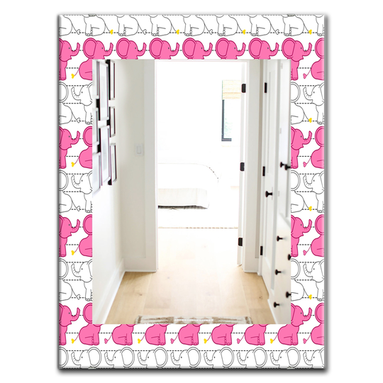 Designart 35.4-in x 23.6-in Pink Elephant Kids Bohemian and Eclectic Mirror