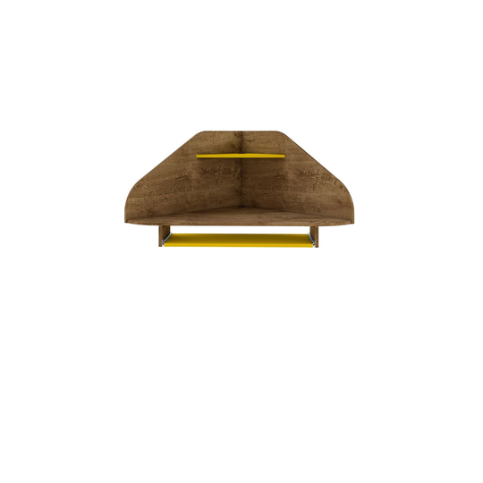 Manhattan Comfort Bradley Floating Corner Desk - 43.98-in - Rustic Brown/Yellow
