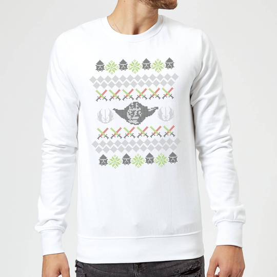 Star Wars Yoda Christmas Knit White Christmas Jumper - S - White
