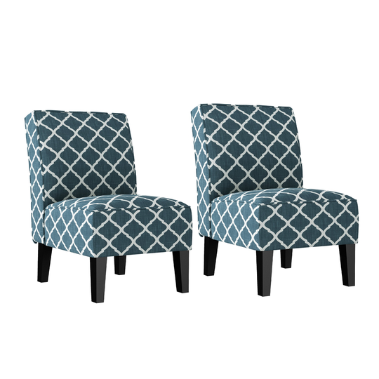 Handy Living Gio Modern Navy Blue Polyester Slipper Chair - Set of 2
