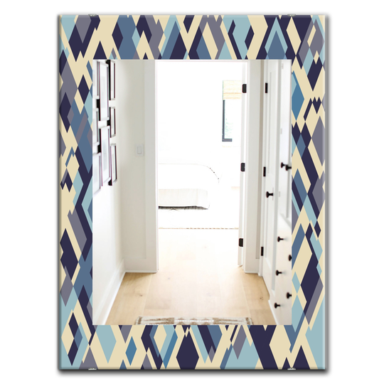 Designart Canada 35.4-in L x 23.6-in W Rectangle Ivory and Cream Triangles Polished Wall Mirror