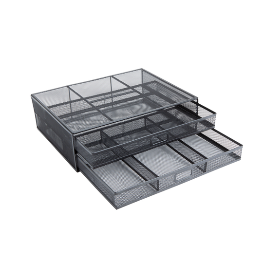 Mind Reader 15.75-in Black Traditional Adjustable Monitor Stand with 2-Drawer