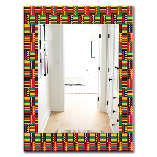 Designart 35.4-in x 23.6-in Red African Pattern Bohemian and Eclectic Mirror